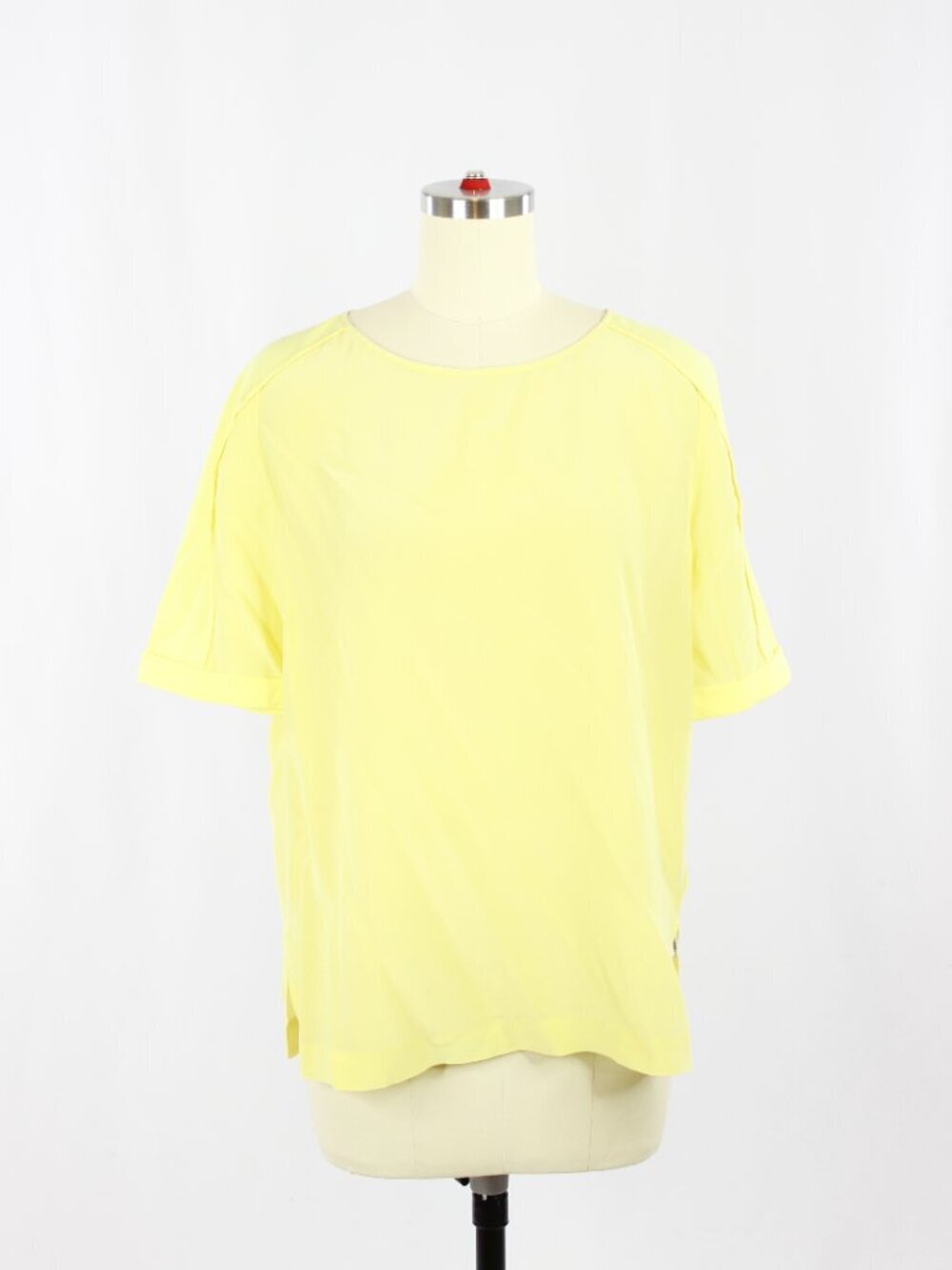 TIGER OF SWEDEN Laci Yellow 100% Silk Crepe Raglan T-Shirt Blouse, Size 38/M
